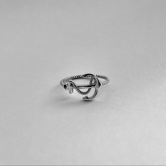 Sterling silver anchor with rope ring, anchor ring, rope ring, anchor with rope - Picture 9 of 9